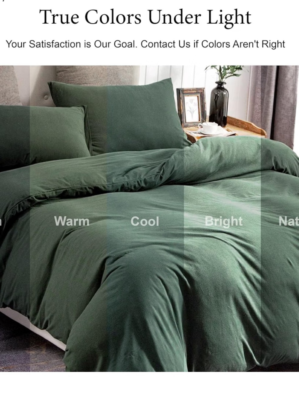 PURE ERA Emerald Dark Green Jersey Knit Duvet Cover Set, Queen, EUC - Picture 4 of 9